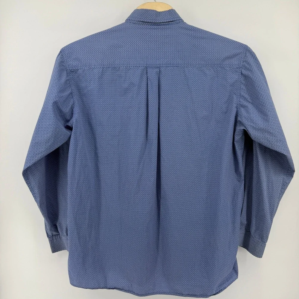 Cinch Button Down Shirt Mens XXL Blue Geometric Long Sleeve Cotton Pocket Rodeo